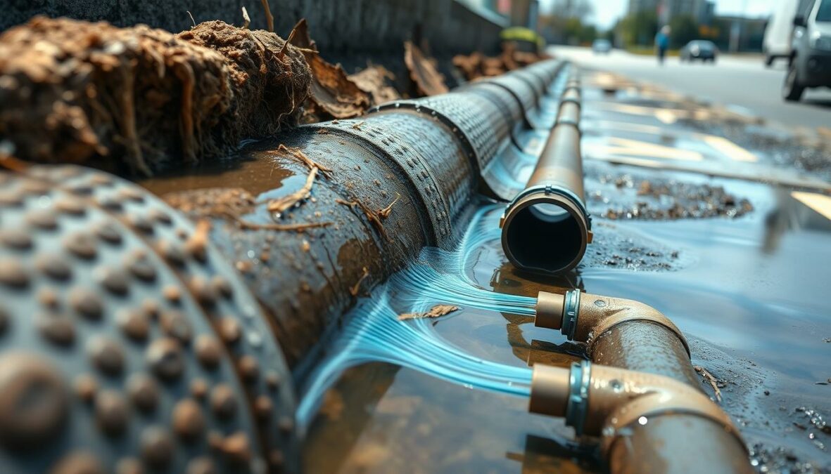 Aufbau Abwassersystem mit Hauptkanal und Anschlussleitungen Aufbau Abwassersystem mit Hauptkanal und Anschlussleitungen